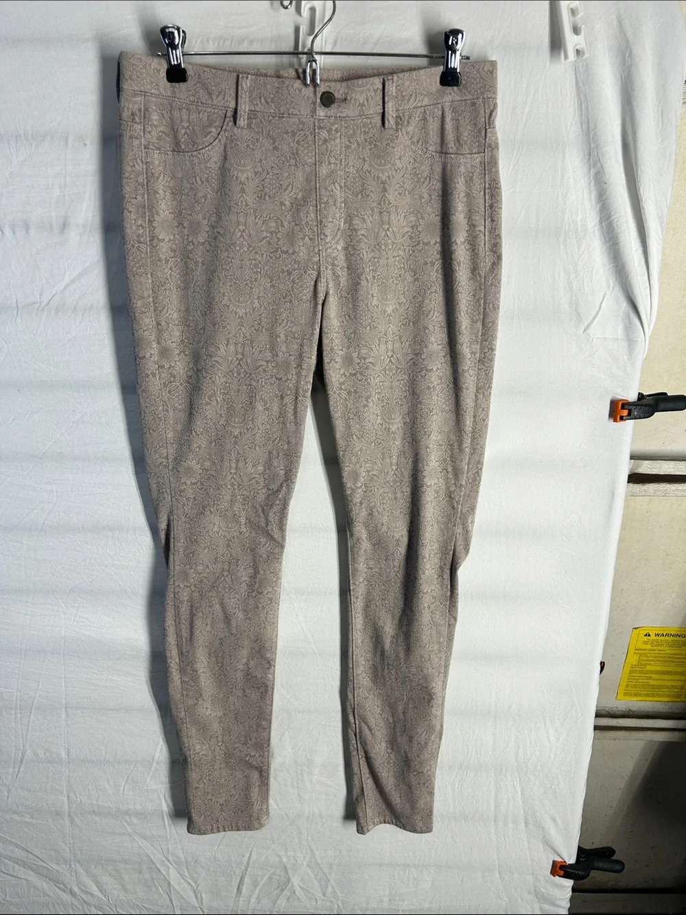 Uniqlo Taupe Paisley-Textured Slim Pants